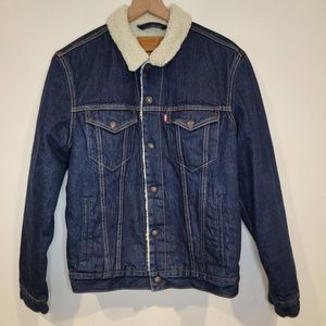 Levi Strauss Mens Sherpa Lined Cotton Denim Jean Trucker Jacket Coat 163650084